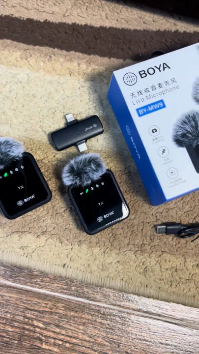 BOYA BY-MW9 Wireless Microphone Original Dual Mic With Noise Reduction Sound Puff Plug & Play for Android IOS Type C Vlogging Podcast Interview Recording | Boya Wireless Mic Mini Microphone for YouTube TikTok Live Streaming Creator Mic — image 9