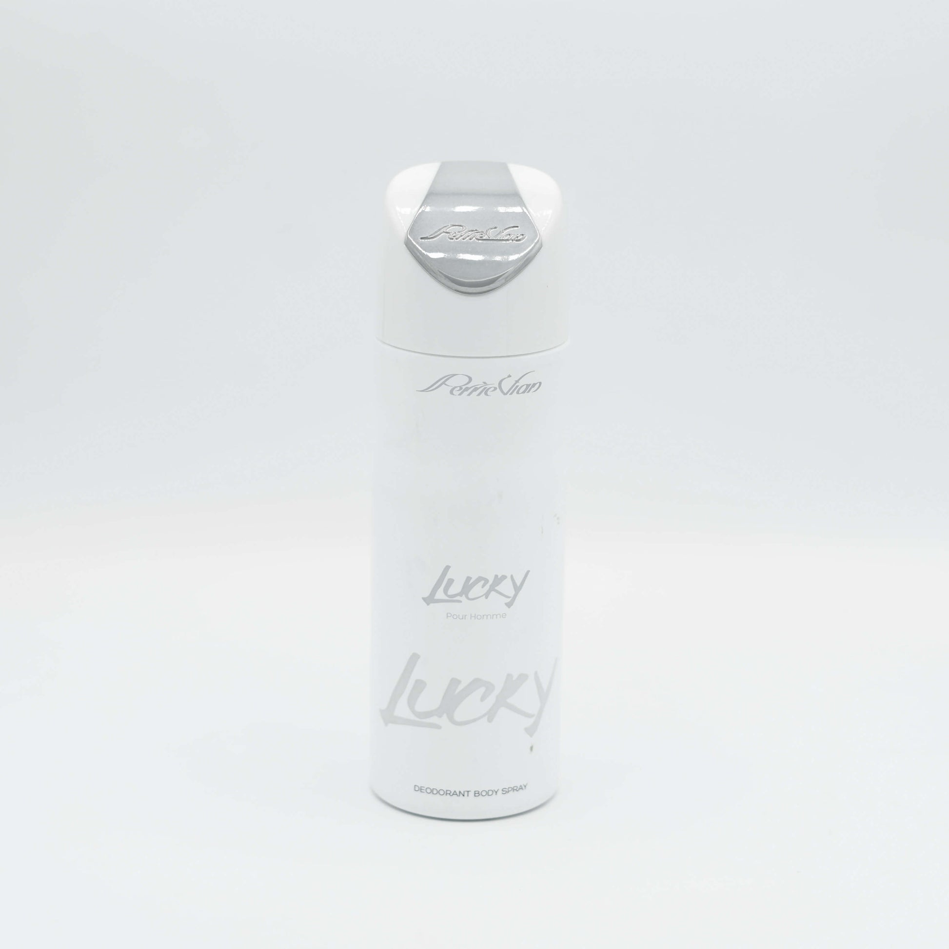 A LUCKY body spray for men deodorant on a white background