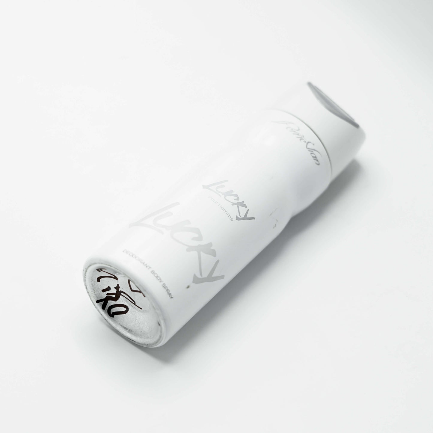 A LUCKY body spray for men deodorant on a white background