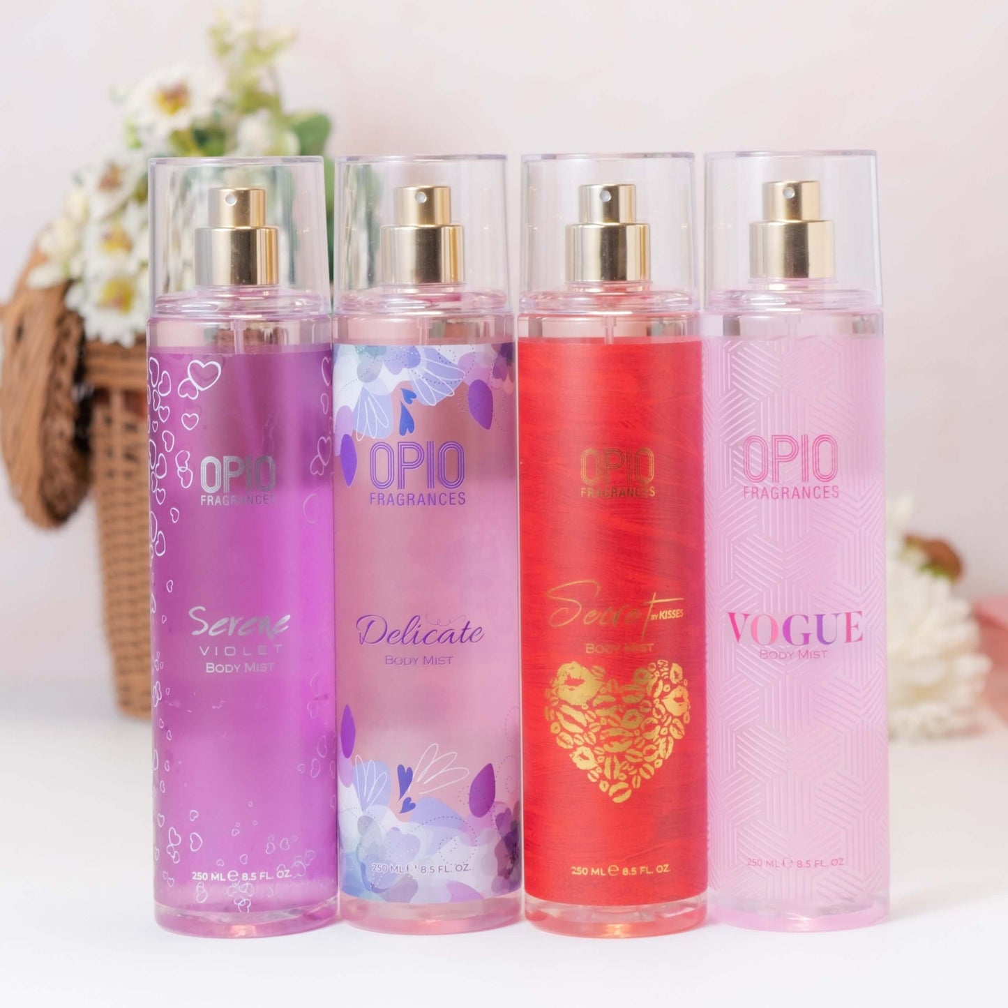 Four bottles of BODYMIST for women.