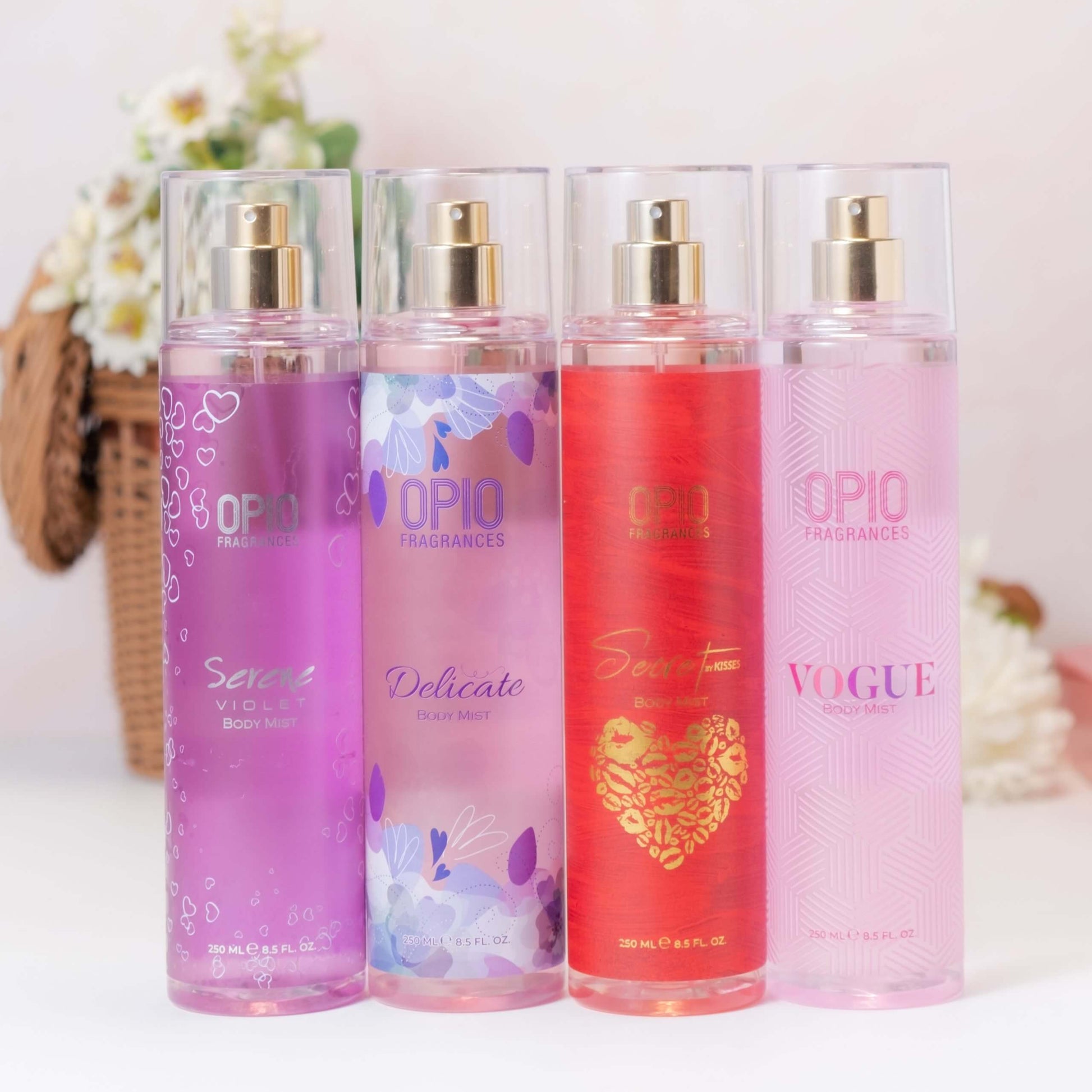 Four bottles of BODYMIST for women.