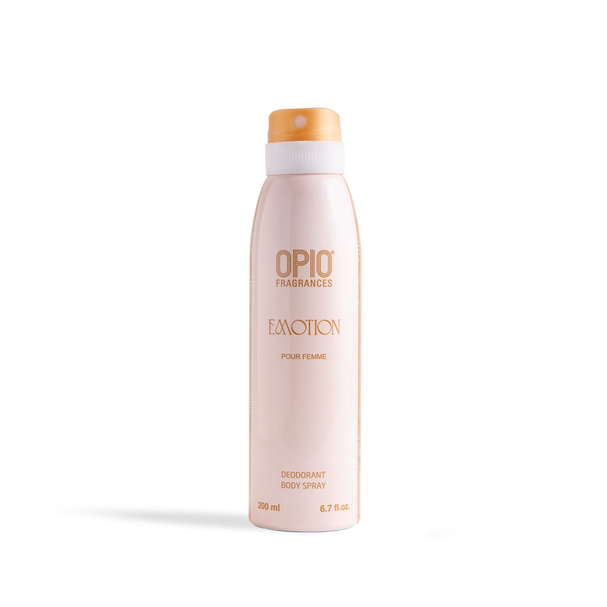 A spray bottle of EMOTION body spray for women by OPIO FRAGRANCES.