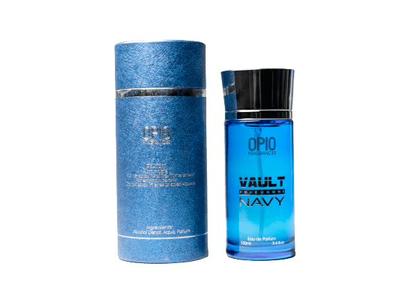 A bottle of 'VAULT NAVY EDP' by OPIO Fragrances