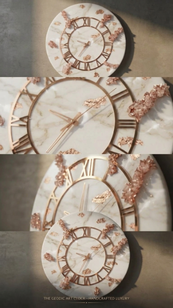 Luxury Handcrafted Geode Clock – Deep Blue & Purple Resin Art with Rose Gold Numerals