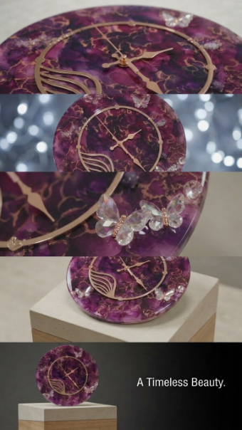 The Timeless Emerald Butterfly Resin Clock