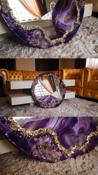 Noir Luna Artisanal Geode Accent Mirror