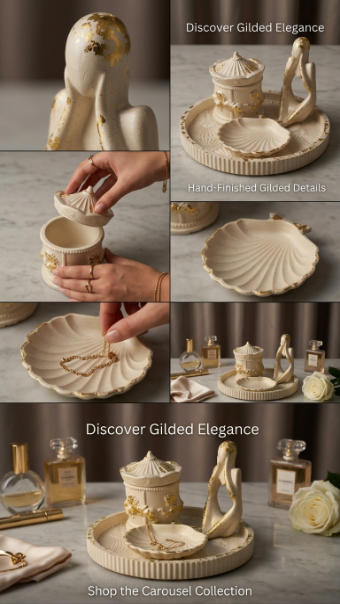 Gilded Elegance Carousel Tray Set