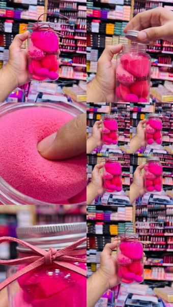 Sweet Beauty Makeup Sponges Jar