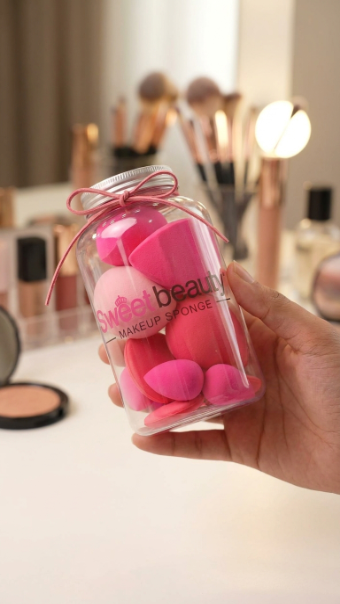 Sweet Beauty Makeup Sponges Jar