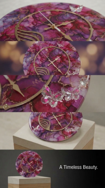 The Timeless Emerald Butterfly Resin Clock