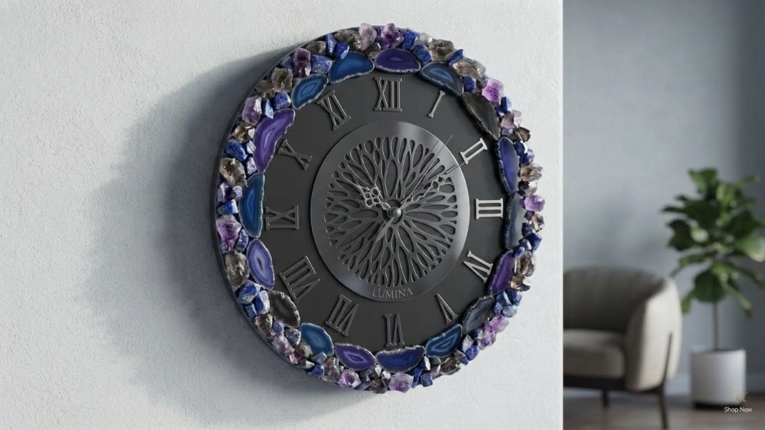 Lumina Opulent Gold & Crystal Wall Clock