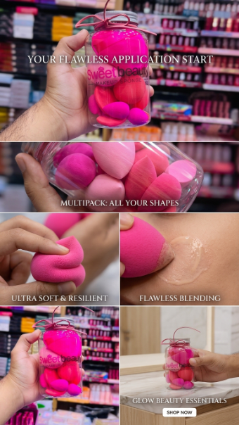 Sweet Beauty Makeup Sponges Jar