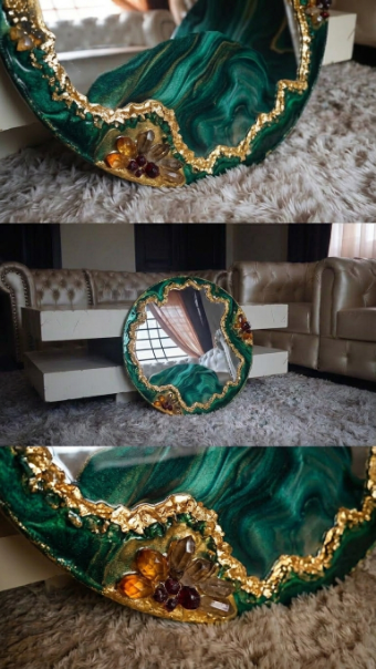 Noir Luna Artisanal Geode Accent Mirror