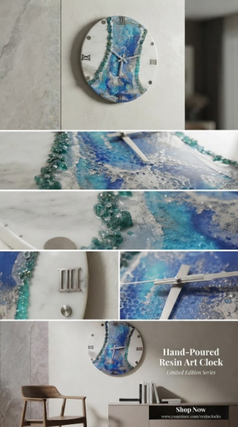 The Royal Ocean Geode Resin Wall Clock