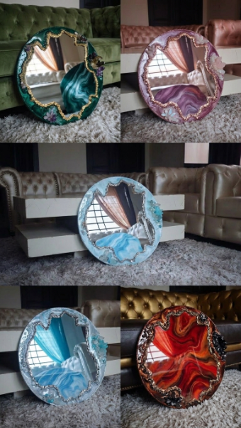 Noir Luna Artisanal Geode Accent Mirror