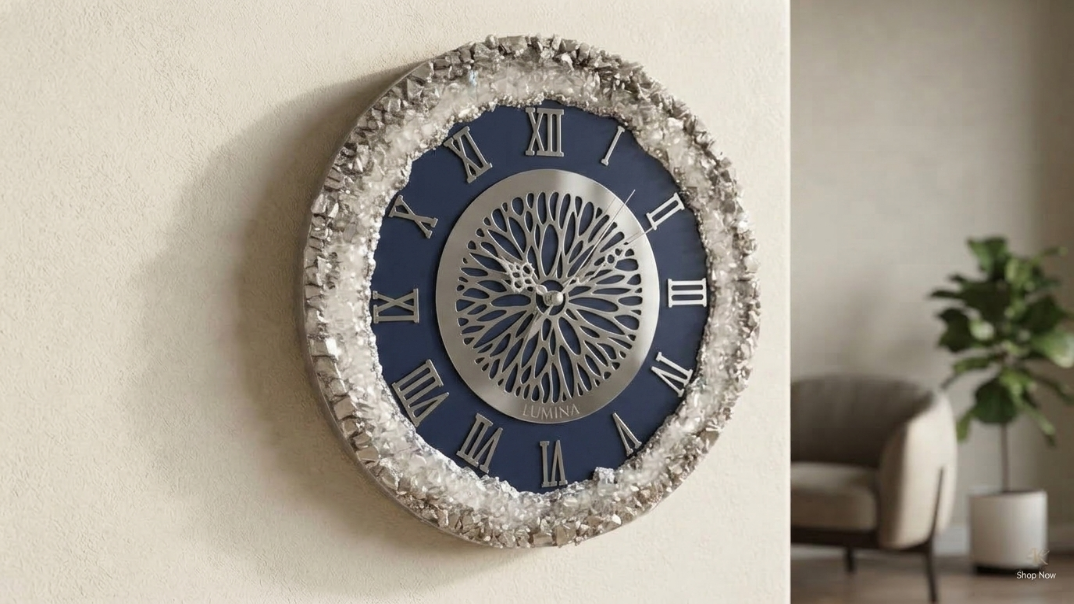 Lumina Opulent Gold & Crystal Wall Clock
