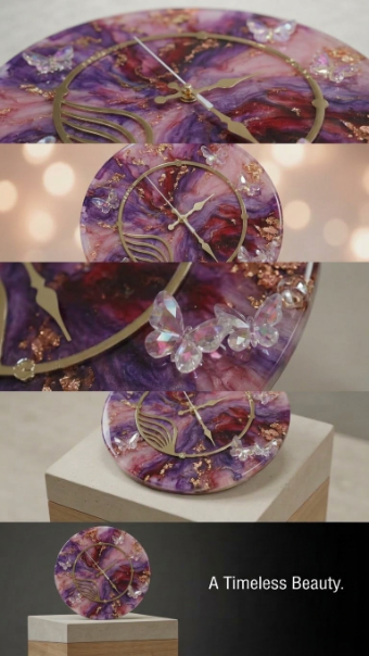 The Timeless Emerald Butterfly Resin Clock