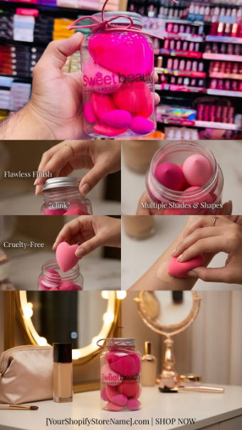 Sweet Beauty Makeup Sponges Jar