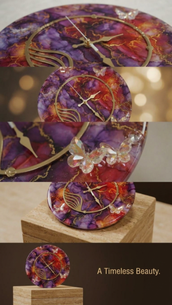 The Timeless Emerald Butterfly Resin Clock