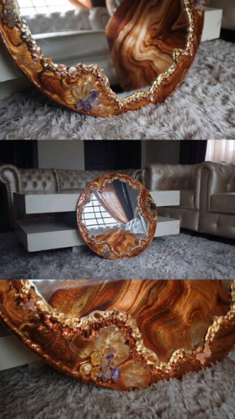 Noir Luna Artisanal Geode Accent Mirror