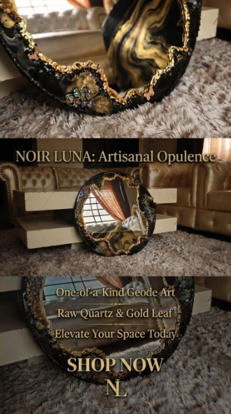 Noir Luna Artisanal Geode Accent Mirror