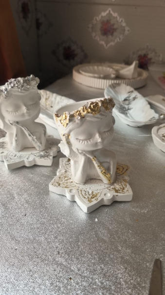 Hand-Gilded Sleeping Muse Planters