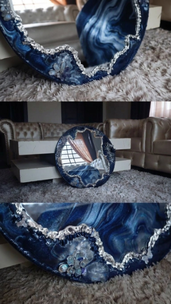 Noir Luna Artisanal Geode Accent Mirror